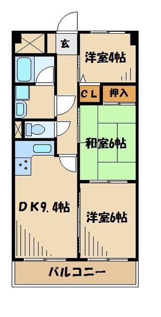 センチュリー狭山第弐(3DK/5階)の間取り写真
