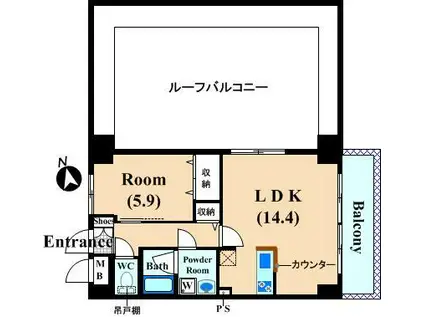 ライズコート(1LDK/4階)の間取り写真