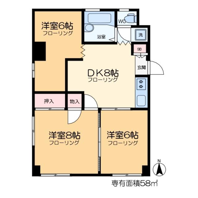 チグサビル (3DK/4階)の間取り写真