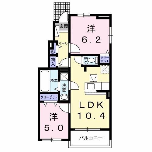 ヘキサパレス(2LDK/1階)の間取り写真