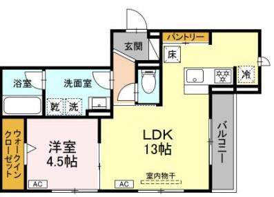 AVGI新瑞橋(1LDK/1階)の間取り写真