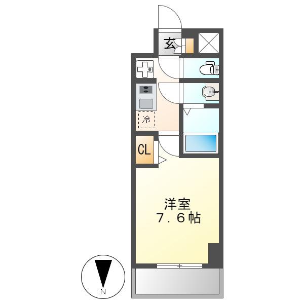 ディアレイシャス尾頭橋(1K/13階)の間取り写真