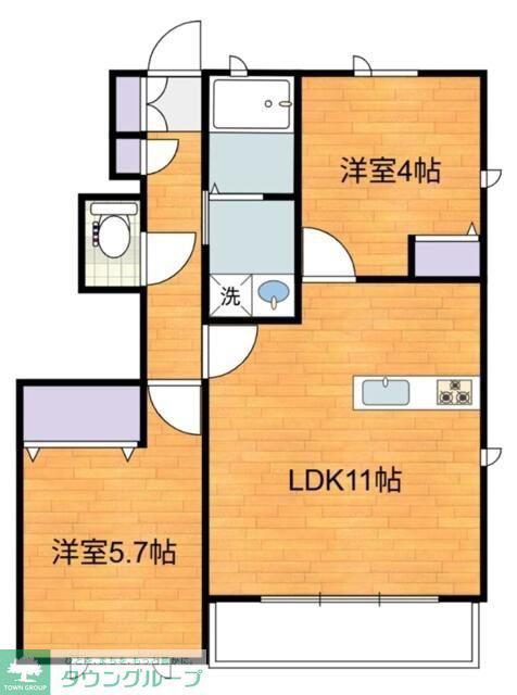 プレミア凛樹R(2LDK/1階)の間取り写真