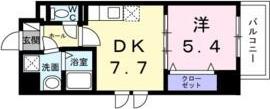 ウィングコート天王寺(1DK/6階)の間取り写真