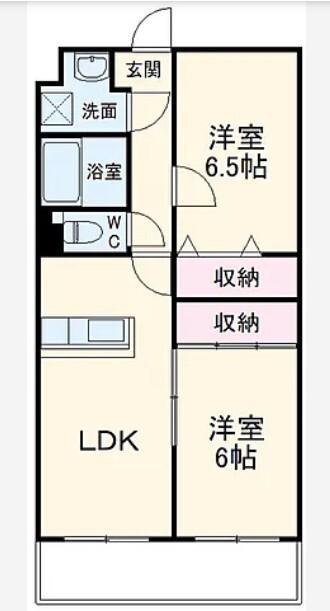 エバーグリーン(2LDK/1階)の間取り写真