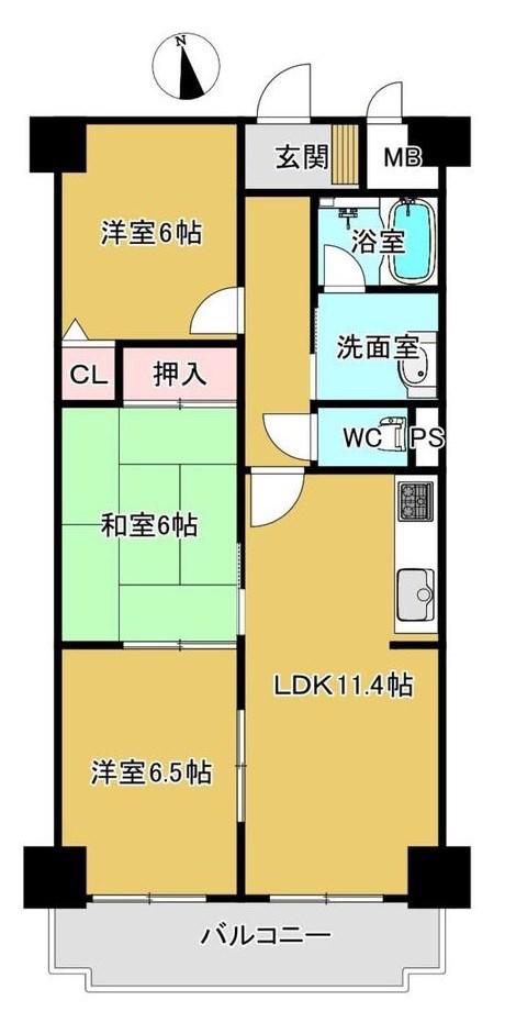 シルフィードドゥ唐櫃(3LDK/8階)の間取り写真