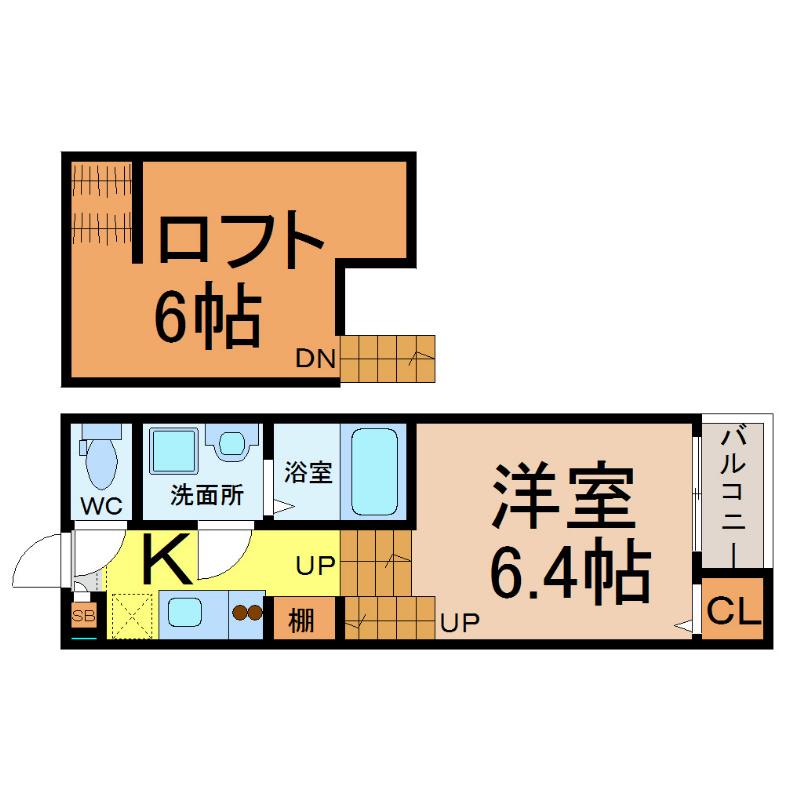 プランドール(1K/1階)の間取り写真