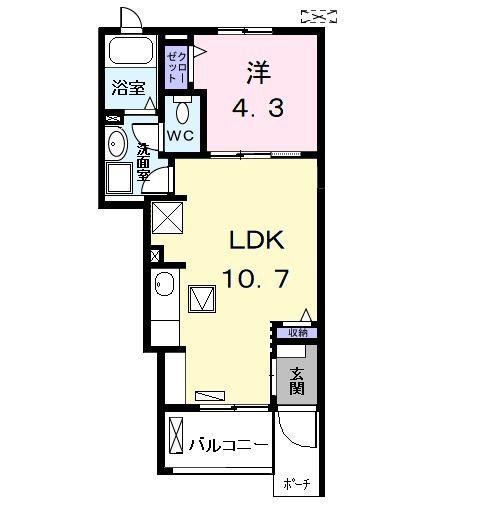 ファイン幸友(1LDK/1階)の間取り写真