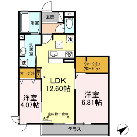 ALPHA四季(2LDK/2階)の間取り写真