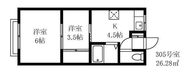 行徳・石田マンション(2K/3階)の間取り写真
