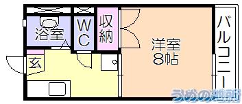 ウッディハイツ(1K/2階)の間取り写真
