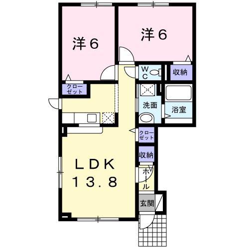 メゾンドクラヴィア(2LDK/1階)の間取り写真