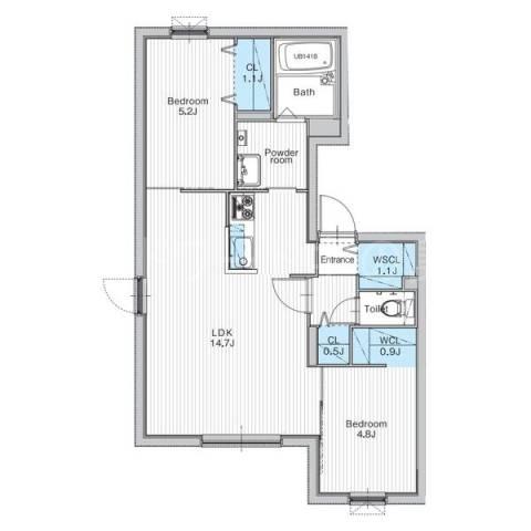 JANUS RESIDENCES月寒中央PARKFRONT(2LDK/4階)の間取り写真