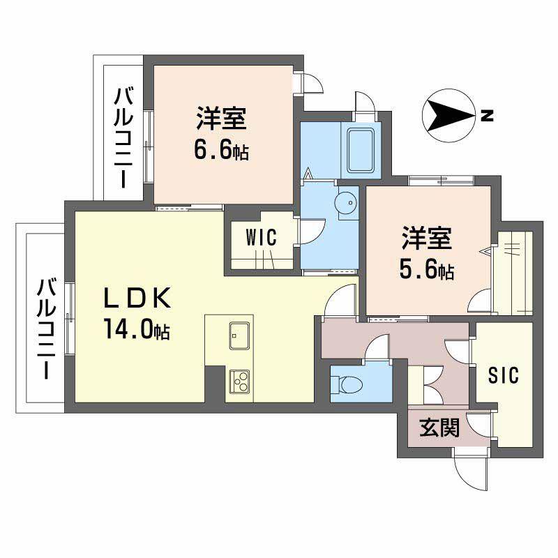 OAK FOREST(2LDK/3階)の間取り写真