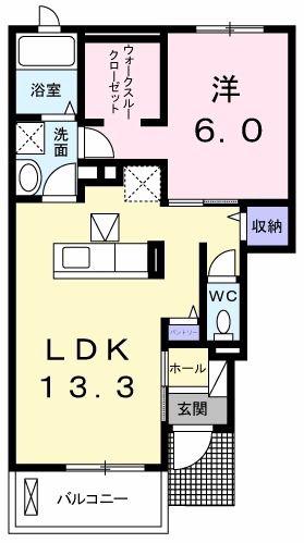 イリーゼ D(1LDK/1階)の間取り写真