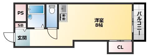 ビューハイム西村(1K/1階)の間取り写真