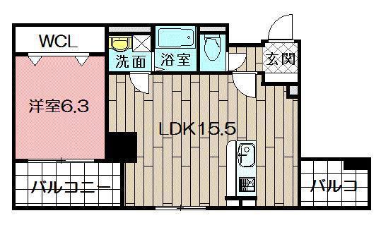 ルーブル黄金(1LDK/3階)の間取り写真