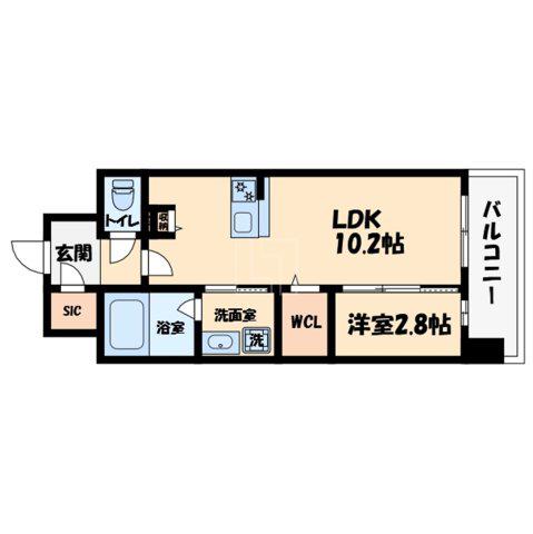 リヴェント難波サウス(1LDK/12階)の間取り写真