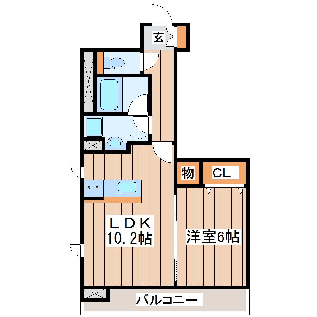 ブリリアンクラス榴岡(1LDK/8階)の間取り写真