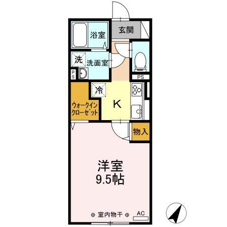 マウントナンバ オータム(1K/2階)の間取り写真