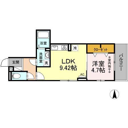 レーヴ・セジュール・アヤセ(1LDK/2階)の間取り写真