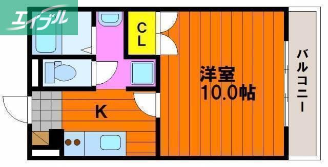 エレガンス京町(1K/8階)の間取り写真