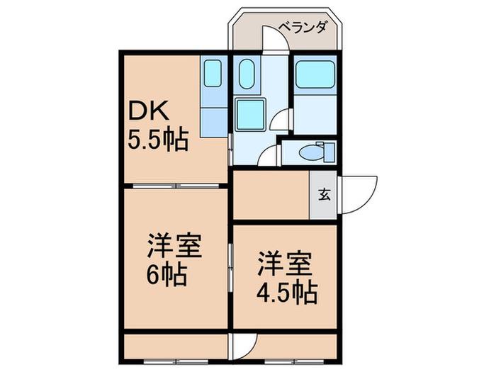 舞子片山4号棟(2DK/1階)の間取り写真