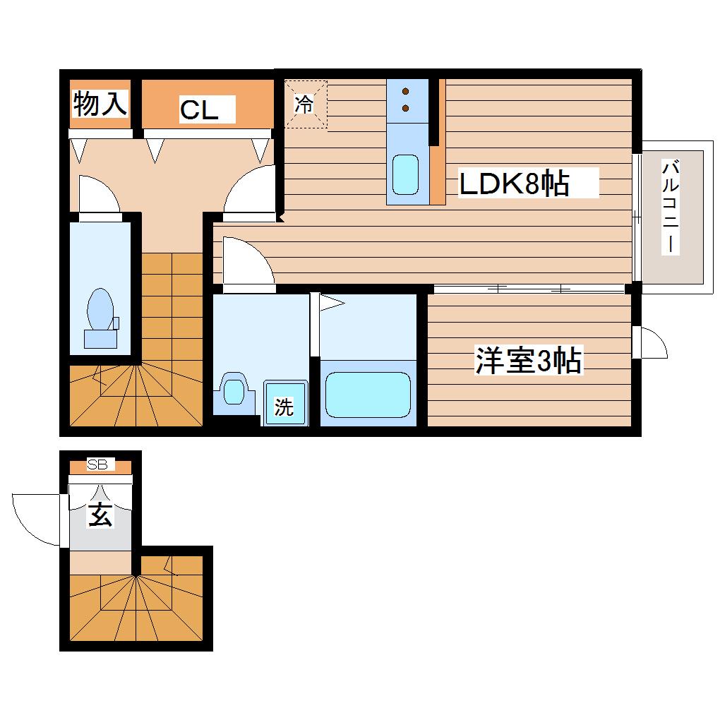 PAMS(1LDK/2階)の間取り写真