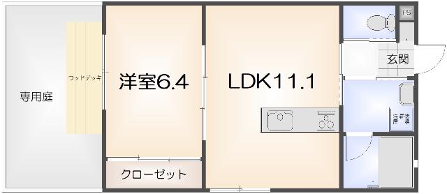 LA PORTOFINO III(1LDK/1階)の間取り写真