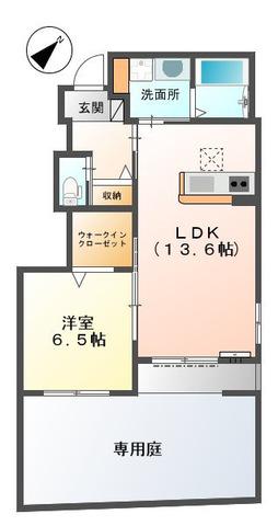 モン・レーヴ(1LDK/1階)の間取り写真