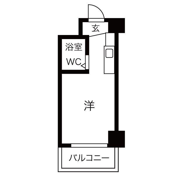 ラトゥール豊(1K/3階)の間取り写真
