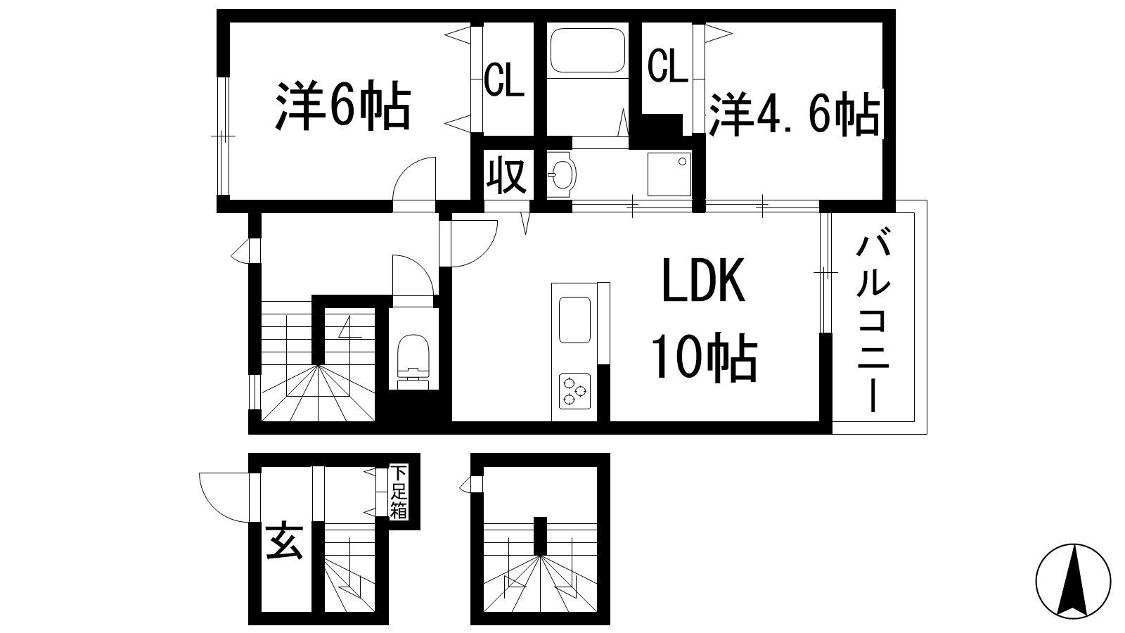 エスメゾン(2LDK/2階)の間取り写真