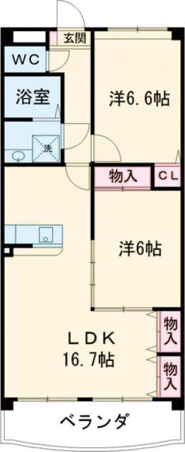 マッシモグローリア(2LDK/1階)の間取り写真