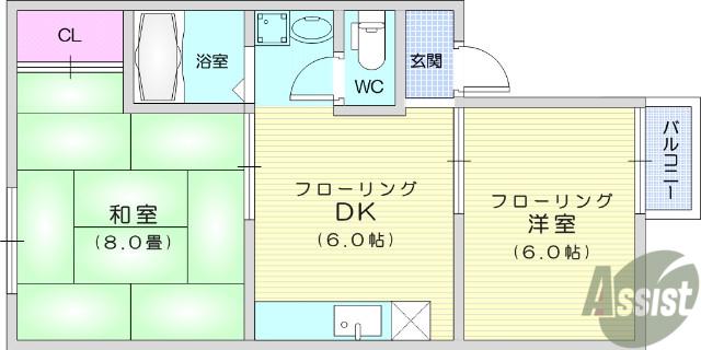 303コーポ(2DK/2階)の間取り写真