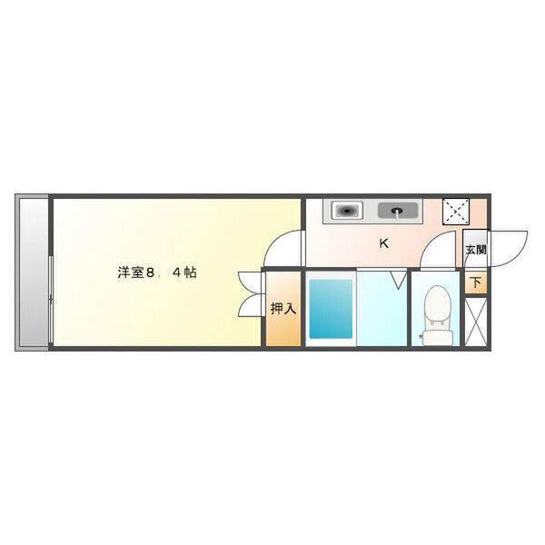 パークサイド高蔵寺(1K/1階)の間取り写真