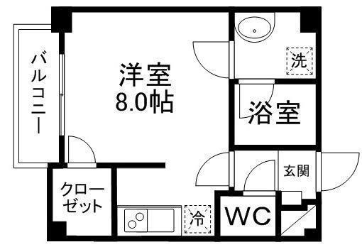 メゾンアルソス(1K/2階)の間取り写真