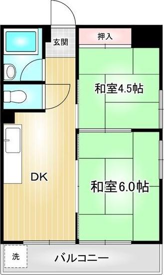 石坂ハイツ(2DK/5階)の間取り写真