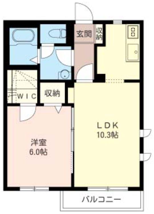 テラスハサマ(1LDK/1階)の間取り写真