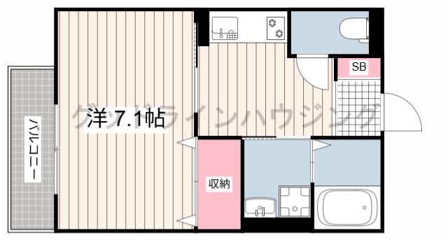 ロイヤルハイツ上本町(1K/1階)の間取り写真