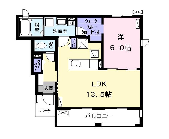 ラヴァーズ J(1LDK/1階)の間取り写真