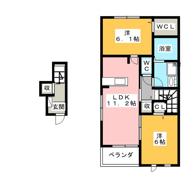 エージェント(2LDK/2階)の間取り写真