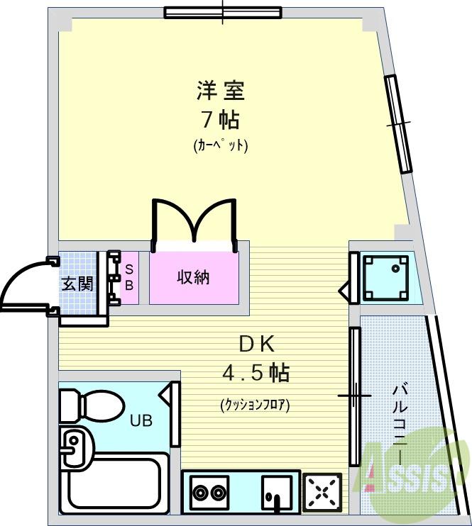 アゼリアマンション(1DK/3階)の間取り写真