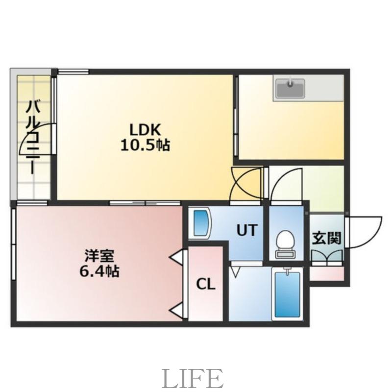 アルファアパルTOビル(1LDK/4階)の間取り写真