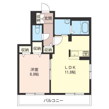 TOスクエアー(1LDK/1階)の間取り写真