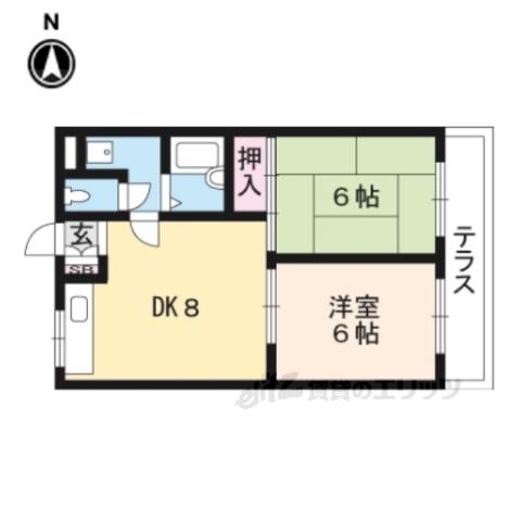 ルアージュA棟(2DK/2階)の間取り写真
