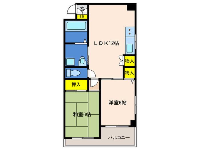ハイツ二井(2LDK/2階)の間取り写真