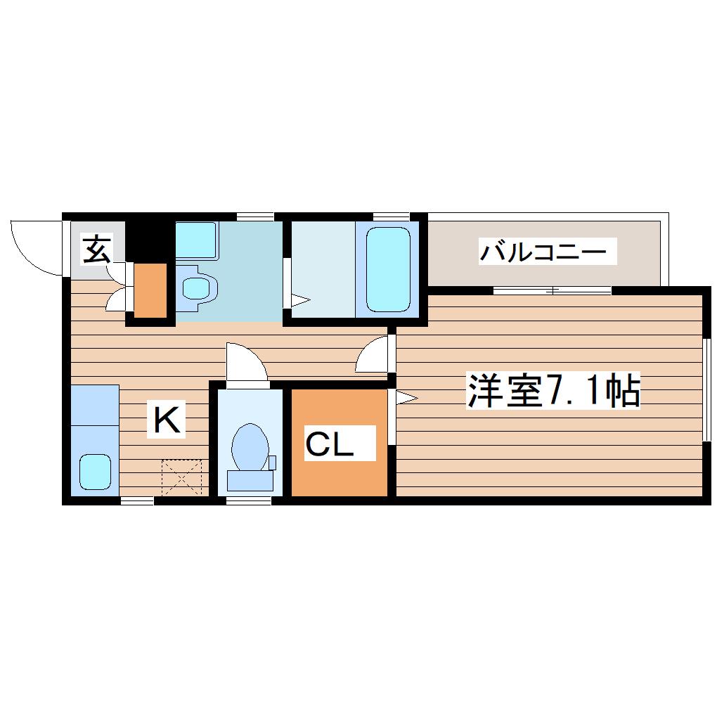 グランデールKADANII(1K/3階)の間取り写真