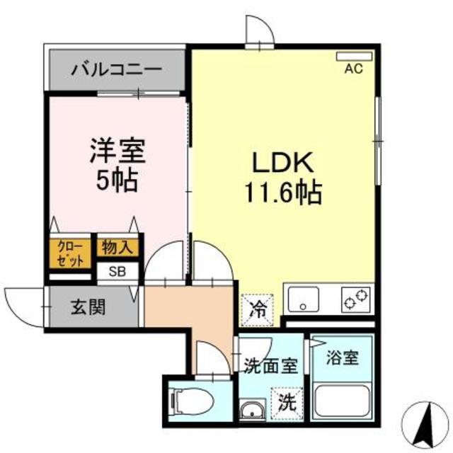 MTヒルズ(1LDK/2階)の間取り写真