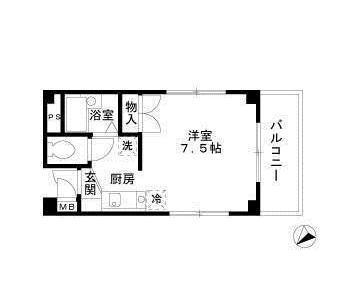 KIビル(ワンルーム/3階)の間取り写真