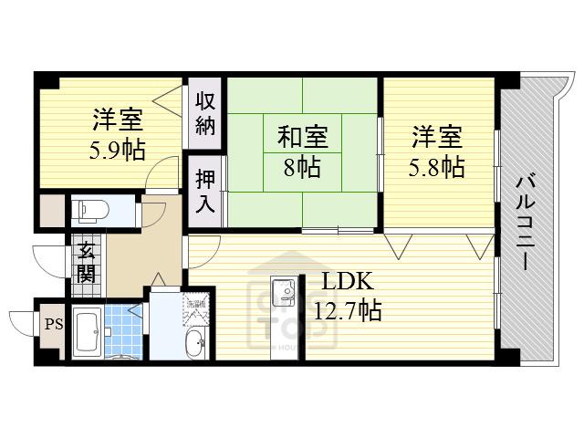 クオリティ五月ヶ丘(3LDK/2階)の間取り写真